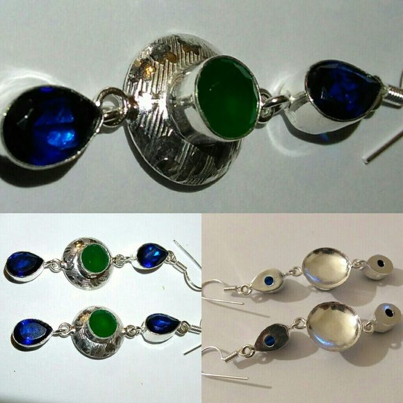 ⛔️ Elegant Emerald & Tourmaline Gemstone Earrings - Picture 6 of 7